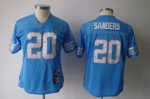 Lions #20 Barry Sanders Blue Women's Throwback Team Color Stitched NFL Jersey - Click Image to Close